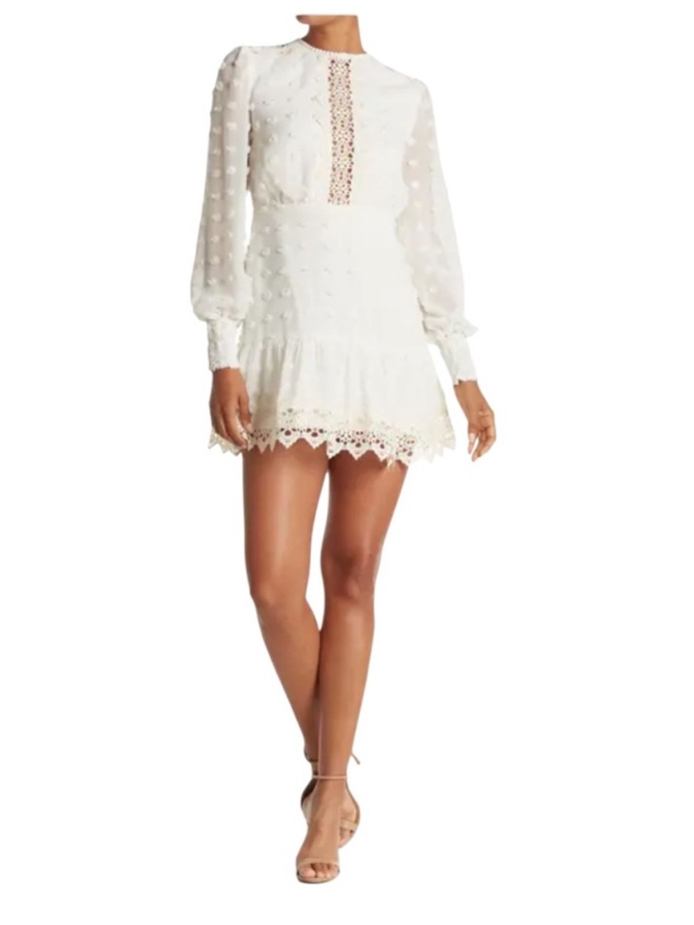 Love By Design White Swiss Dot Lace Mini Dress